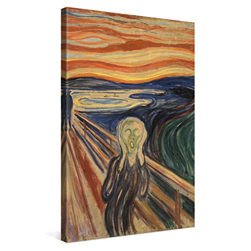 PICANOVA – Edvard Munch – The Scream 40x60cm – Bild auf Leinwand – Premium Kunstdruck Auf 2cm Holz-Keilrahmen Für Schlaf- Und Wohnzimmer – Klassische Kunst von PICANOVA