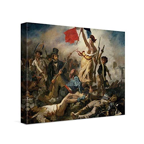 PICANOVA – Eugène Delacroix – Liberty Leading the People 40x30cm – Bild auf Leinwand – Premium Kunstdruck Auf 2cm Holz-Keilrahmen Für Schlaf- Und Wohnzimmer – Klassische Kunst von PICANOVA