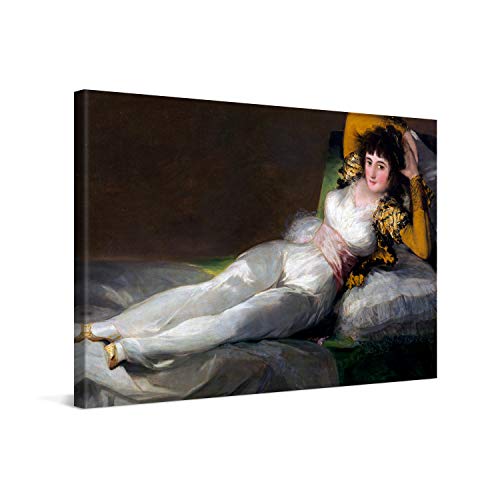 PICANOVA – Francisco Goya – The Clothed Maja 60x40cm – Bild auf Leinwand – Premium Kunstdruck Auf 2cm Holz-Keilrahmen Für Schlaf- Und Wohnzimmer – Klassische Kunst von PICANOVA