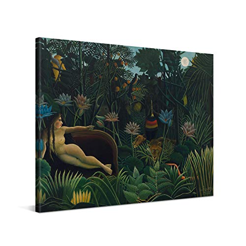 PICANOVA – Henri Rousseau – The Dream 100x75cm – Bild auf Leinwand – Premium Kunstdruck Auf 2cm Holz-Keilrahmen Für Schlaf- Und Wohnzimmer – Klassische Kunst von PICANOVA