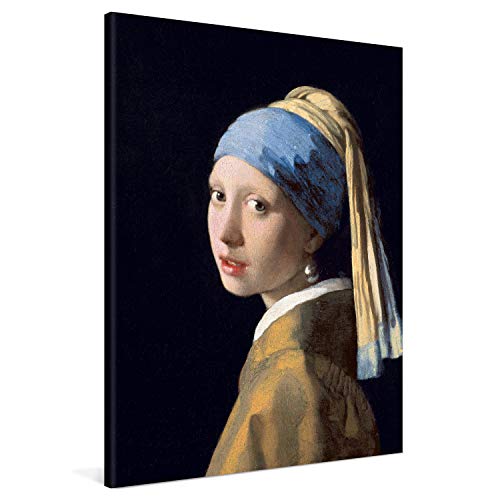 PICANOVA – Jan Vermeer – Girl with a Pearl Earing 75x100cm – Bild auf Leinwand – Premium Kunstdruck Auf 2cm Holz-Keilrahmen Für Schlaf- Und Wohnzimmer – Klassische Kunst von PICANOVA