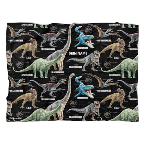 PICANOVA - Jurassic World Handtuch mit Name - Dinosaurier Badetuch - Strand-Badetücher für Fans der Jurassischen Welt - Dino Strandtuch für Erwachsene, Jungen - Prehistoric Adventure - 140x90cm von PICANOVA