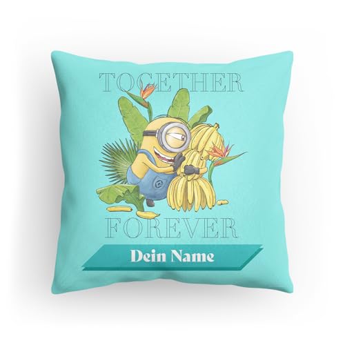PICANOVA Kissen Minions mit Name - Personalisiertes Fotokissen mit Füllung 60x60cm - Text Individuell Kinder Deko-Kissen - Personalisiertes Geschenk für Fans von “Despicable Me” - Together Forever von PICANOVA