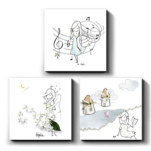 PICANOVA MIXPIX – Kleine Blumen – Set Bestehend aus 3 St 20x20cm Fotokacheln – Drucke mit Wiederverwendbaren Klebepads, Einfach Aufzuhängen, Hält an Fast Allen Wänden – Design von Virgola Art von PICANOVA