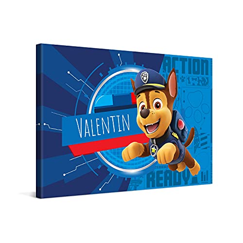 PICANOVA – PAW Patrol Chase Leinwand – Valentin – 60x40cm – Leinwanddruck mit Babynamen – Personalisierte Leinwand – Baby–Geschenk Leinwandbild – PAW Patrol Kollektion PICANOVA – PAW Patrol Chase Leinwand – Valentin – 60x40cm – Leinwanddruck mit Babynamen – Personalisierte Leinwand – Baby–Geschenk Leinwandbild – PAW Patrol Kollektion von PICANOVA