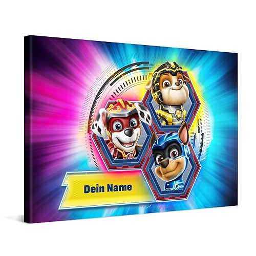 PICANOVA – PAW Patrol – Der Mighty Kinofilm Pups 3 60x40cm Premium-Leinwand-Kunstdruck – Leinwand Premium – Personalisierte Wandbilder – Kinder-Geschenk Leinwanddruck von PICANOVA