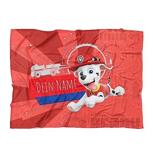 PICANOVA PAW Patrol Marshall Handtuch mit Name 200x150cm – Hochwertiges Bedrucktes Handtuch – Blickfang-Strandtuch Aus Hautfreundlichem Frottee – Badetuch mit Text Individuell Bedruckt von PICANOVA