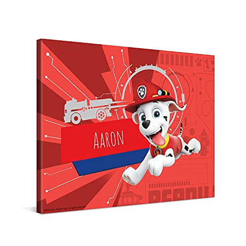 PICANOVA – PAW Patrol Marshall Leinwandbilder – 80x60cm – Leinwand Premium – Personalisierte Wandbilder – Kinder-Geschenk Leinwanddruck – PAW Patrol Kollektion von PICANOVA