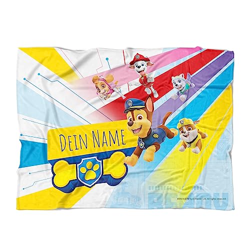 PICANOVA PAW Patrol Pups Handtuch mit Name 200x150cm – Hochwertiges Bedrucktes Handtuch – Blickfang-Strandtuch Aus Hautfreundlichem Frottee – Badetuch mit Text Individuell Bedruckt von PICANOVA