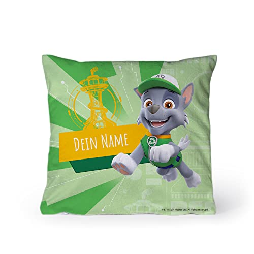 PICANOVA – PAW Patrol Rocky Kissen mit Name 40x40cm – mit Füllung – Text individuell Bedruckt – Zierkissen Dekokissen – Schlaf- und Wohnzimmertauglich PICANOVA – PAW Patrol Rocky Kissen mit Name 40x40cm – mit Füllung – Text individuell Bedruckt – Zierkissen Dekokissen – Schlaf- und Wohnzimmertauglich von PICANOVA