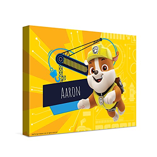 PICANOVA – PAW Patrol Rubble Leinwandbilder – 40x30cm – Leinwand Premium – Personalisierte Wandbilder – Kinder-Geschenk Leinwanddruck – PAW Patrol Kollektion von PICANOVA