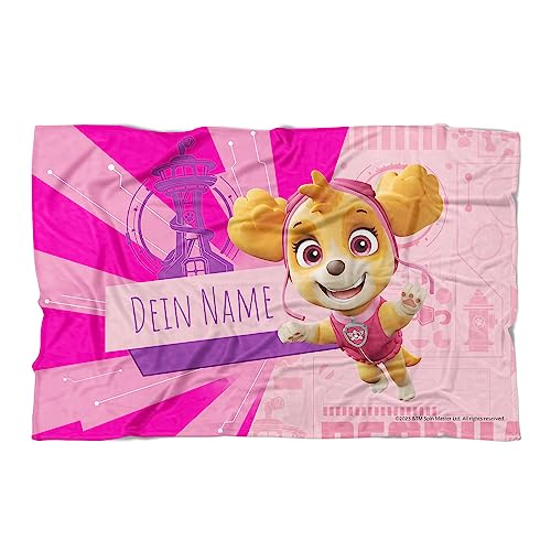 PICANOVA PAW Patrol Skye Handtuch mit Name 140x90cm – Hochwertiges Bedrucktes Handtuch – Blickfang-Strandtuch Aus Hautfreundlichem Frottee – Badetuch mit Text Individuell Bedruckt von PICANOVA