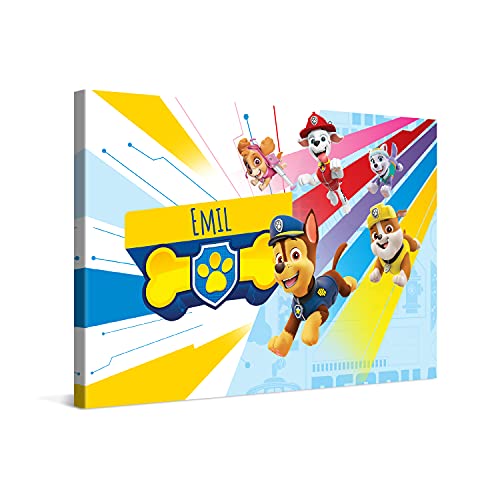 PICANOVA – PAW Patrol Team Leinwandbilder – Emil – 60x40cm – Leinwand Premium – Personalisierte Wandbilder – Kinder-Geschenk Leinwanddruck – PAW Patrol Kollektion PICANOVA – PAW Patrol Team Leinwandbilder – Emil – 60x40cm – Leinwand Premium – Personalisierte Wandbilder – Kinder-Geschenk Leinwanddruck – PAW Patrol Kollektion von PICANOVA