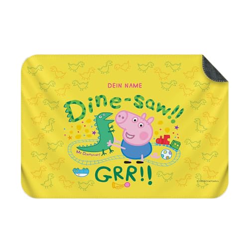 PICANOVA – Peppa Wutz Kuscheldecke mit Name – Personalisierte Fleece Kuscheldecke für Kinder – Premiumqualität Fleecedecke Kinder – Dinosaur – 150x100cm von PICANOVA