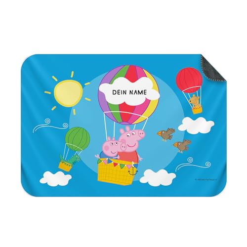 PICANOVA – Peppa Wutz Kuscheldecke mit Name – Personalisierte Fleece Kuscheldecke für Kinder – Premiumqualität Fleecedecke Kinder – Big Balloon – 150x100cm von PICANOVA