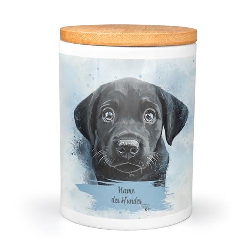 PICANOVA Personalisierte Leckerlidose mit Namen für Hunde - Individualisierbare Keramik Aufbewahrung mit Bambusdeckel - Große 750 ml - einzigartiges Geschenk für Tierfreunde - Black Labrador Design PICANOVA Personalisierte Leckerlidose mit Namen für Hunde - Individualisierbare Keramik Aufbewahrung mit Bambusdeckel - Große 750 ml - einzigartiges Geschenk für Tierfreunde - Black Labrador Design von PICANOVA