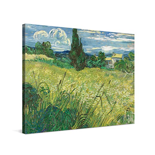 PICANOVA – Vincent Van Gogh Green Field 80x60 cm – Bild auf Leinwand – Leinwandbild – Premium Leinwanddruck – Kunstdruck Auf 2cm Holz-Keilrahmen Für Schlaf- Und Wohnzimmer von PICANOVA