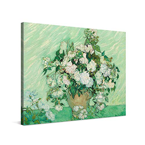 PICANOVA – Vincent Van Gogh Roses 100x75 cm – Bild auf Leinwand – Leinwandbild – Premium Leinwanddruck – Kunstdruck Auf 2cm Holz-Keilrahmen Für Schlaf- Und Wohnzimmer von PICANOVA