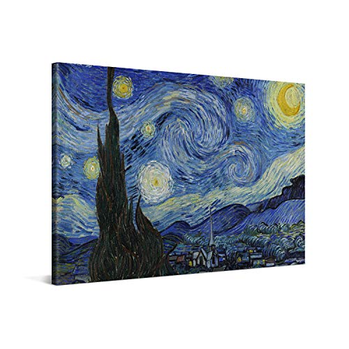 PICANOVA – Vincent Van Gogh Starry Night 60x40 cm – Bild auf Leinwand – Leinwandbild – Premium Leinwanddruck – Kunstdruck Auf 2cm Holz-Keilrahmen Für Schlaf- Und Wohnzimmer von PICANOVA