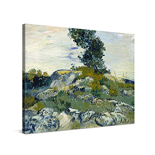 PICANOVA – Vincent Van Gogh The Rocks 80x60 cm – Bild auf Leinwand – Leinwandbild – Premium Leinwanddruck – Kunstdruck Auf 2cm Holz-Keilrahmen Für Schlaf- Und Wohnzimmer von PICANOVA