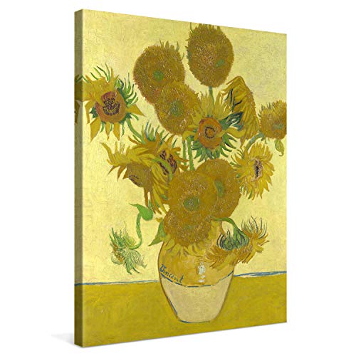 PICANOVA – Vincent Van Gogh Vase with Fifteen Sunflowers 30x40 cm – Bild auf Leinwand – Leinwandbild – Premium Leinwanddruck – Kunstdruck Auf 2cm Holz-Keilrahmen Für Schlaf- Und Wohnzimmer von PICANOVA