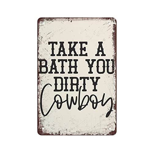 Lustiges Metallschild mit der Aufschrift "Take A Bath You Dirty Cowboy", 20,3 x 14,9 cm, Bade-/Männerhöhlendekoration Lustiges Metallschild mit der Aufschrift "Take A Bath You Dirty Cowboy", 20,3 x 14,9 cm, Bade-/Männerhöhlendekoration von PICFORT