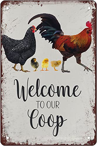 Welcome To Our Coop Chicken Funny Chickens Decor Vintage Metal Tin Signs Plaque Wall Decor For Bar Pub Man Cave Club Novelty Bathroom Toilet Retro Parlor Poster Garage Coffee Bar Decor 20,3 x 30,5 cm Welcome To Our Coop Chicken Funny Chickens Decor Vintage Metal Tin Signs Plaque Wall Decor For Bar Pub Man Cave Club Novelty Bathroom Toilet Retro Parlor Poster Garage Coffee Bar Decor 20,3 x 30,5 cm von PICFORT