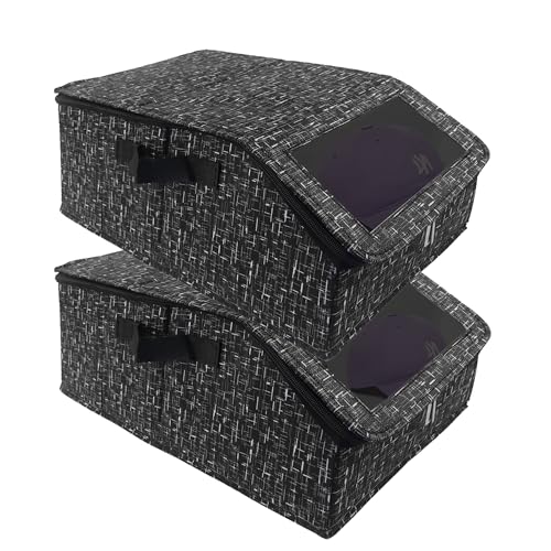 PICK A HAT Stapelbare Hutaufbewahrung für Baseballkappen, hält bis zu 30 Kappen mit Karton, Hut-Organizer für Damen und Herren, 2 Stück Hut-Aufbewahrungsboxen für Schrank, Schwarz von PICK A HAT