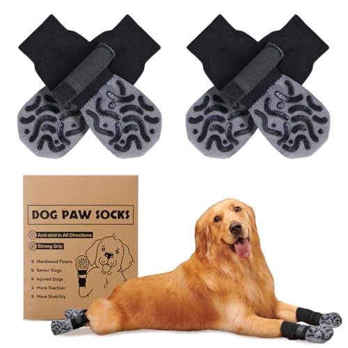PICK FOR LIFE 2 Paar Anti-Rutsch-Hundesocken, Weiche Socken für den Pfotenschutz von Hunden mit verstellbarem Klettverschluss für Innenbereich PICK FOR LIFE 2 Paar Anti-Rutsch-Hundesocken, Weiche Socken für den Pfotenschutz von Hunden mit verstellbarem Klettverschluss für Innenbereich von PICK FOR LIFE