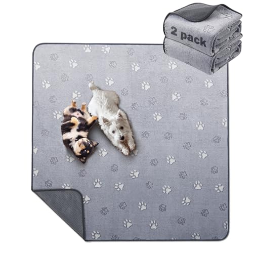 PICK FOR LIFE Haustier-Urinunterlage Waschbar Welpenunterlagen 2er Set Schnell Absorbierend Matte für Hunde Haustier Hygieneunterlage für Welpen Alte Inkontinente Hunde Grau (92x122cm) von PICK FOR LIFE