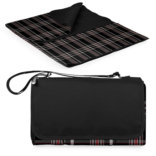 PICNIC TIME Decke Tote XL Outdoor Picknickdecke Stranddecke Campingdecke, Polyester-Fleece, Schwarz (Tartan), Einheitsgröße von PICNIC TIME