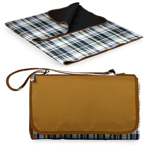 PICNIC TIME Tote XL Outdoor Picnic Blanket Stranddecke – Campingdecke, Polyester-Fleece, Englisches Karomuster mit beigefarbener Klappe, 28 x 46 cm (Square) von PICNIC TIME