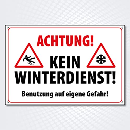 Hochwertiges Schild Alu-Dibond mit UV-Schutzlackierung " ACHTUNG! KEIN WINTERDIENST" 200 x 300 mm rechteckig | Betreten auf eigene Gefahr | Hinweisschild aus Wetterfestem Alu/Dibond von PG PICO signs SCHILDER UND MEHR