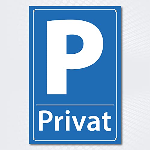 Hochwertiges Schild aus Alu-Dibond mit UV-Schutzlackierung " PRIVATPARKPLATZ " 200 x 300 mm rechteckig | Parkverbot | Parken Verboten | Hinweisschild blau weiß mit Lochbohrung von PG PICO signs SCHILDER UND MEHR