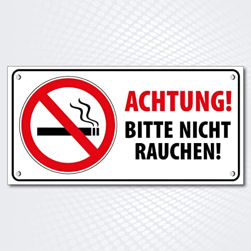 Warnschild Freiform ACHTUNG! BITTE NICHT RAUCHEN 25 x 12,5 cm | Hinweisschild aus Alu-Dibond hier keine Zigarette/Zigarre | für Innen- und Außenbereich Rauchen verboten von PG PICO signs SCHILDER UND MEHR