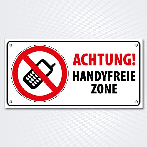 Warnschild rechteckig HANDYFREIE ZONE 25 x 12,5 cm | Hinweisschild aus Alu-Dibond hier kein Handy/Smartphone | für Innen- und Außenbereich Mobilfunk verboten von PG PICO signs SCHILDER UND MEHR