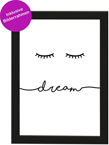 PICSonPAPER Poster DIN A4 Dream, gerahmt mit schwarzem Bilderrahmen, Geschenk, Poster Familie, Geschenkidee, Geburtstagsgeschenk, Poster mit Rahmen (Dream) von PICSonPAPER