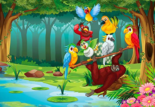 Hochwertiges Kinderposter Tiere im Jungle, 100 cm Breit x 70 cm Hoch, Dekoration, Kunstdruck, Wandbild, Fineartprint, Wandposter Poster für Kinderzimmer, Poster für Kinder, Kinderposter (Jungle2) von PICSonPAPER