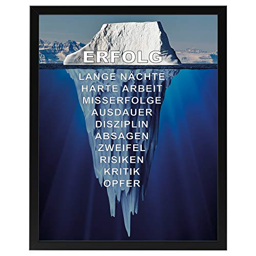 PICSonPAPER Motivations-Poster 40 cm x 50 cm, Eisberg des Erfolgs mit schwarzem Bilderrahmen, Poster mit Rahmen (40 cm x 50 cm) von Deqosy
