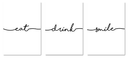 PICSonPAPER Poster 3er-Set eat, Drink, Smile, ungerahmt 40 cm x 50 cm, Dekoration, Kunstdruck, Wandbild, Typographie, Geschenk (Ungerahmt 40 cm x 50 cm) von PICSonPAPER