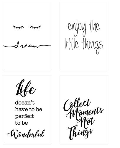 PICSonPAPER Poster 4er-Set Leben ungerahmt DIN A4, Dream, Enjoy The Little Things, Life Doesn't Have to be Perfect, Collect Moments not Things (Dreamjoy, ohne Rahmen) von Deqosy