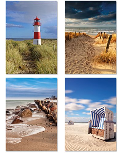 PICSonPAPER Poster 4er-Set Nord- UND OSTSEE, ungerahmt 30 cm x 40 cm, Kunstdruck, Poster, Dekoration, Wandbild, Geschenk, Makroaufnahmen (30 cm x 40 cm) von Deqosy