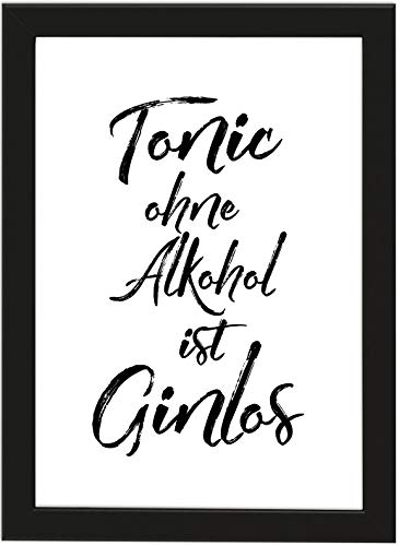 PICSonPAPER Poster DIN A4, gerahmt mit schwarzem Bilderrahmen, Geschenk, Geschenkidee, Geburtstagsgeschenk, Poster mit Rahmen, Kunstdruck, Typographie (Ginlos) von Deqosy