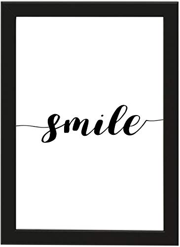 PICSonPAPER Poster DIN A4 Smile, gerahmt mit schwarzem Bilderrahmen, Geschenk, Geschenkidee, Geburtstagsgeschenk, Poster mit Rahmen (Smile) von Deqosy