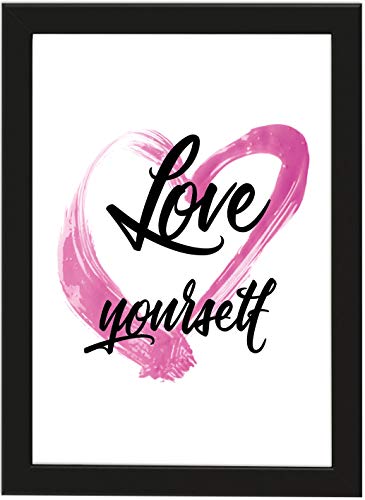 PICSonPAPER Poster DIN A4 Love Yourself, gerahmt mit schwarzem Bilderrahmen, Geschenk, Geschenkidee, Geburtstagsgeschenk, Poster mit Rahmen (Love Yourself) von PICSonPAPER