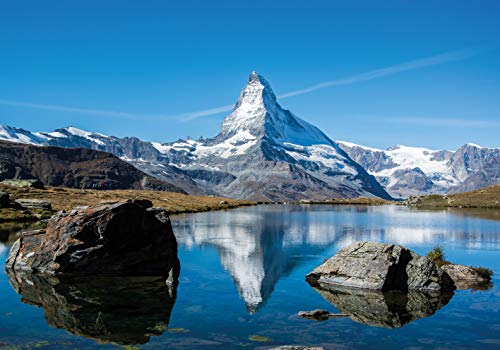 PICSonPAPER Poster Matterhorn Schweiz, 100 cm breit x 70 cm hoch, Berge, Alpen, Bergsteigen, See, Natur von Deqosy