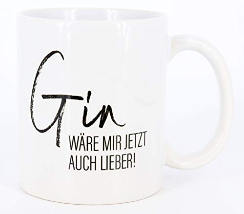 PICSonPAPER Tasse mit Spruch Gin wäre mir jetzt auch lieber! Gintasse, Kaffeetasse, Tasse lustigem Spruch von PICSonPAPER