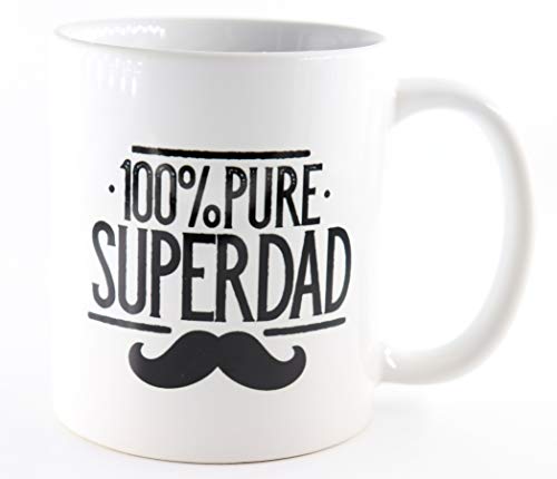 PICSonPAPER Tasse mit Spruch 100% Pure Superdad, Vatertagsgeschenk, Kaffeetasse, Keramiktasse, Tasse mit Spruch, Tasse Papa, Tasse Vatertag von Deqosy