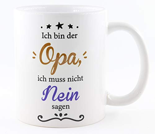 PICSonPAPER Tasse mit Spruch Ich Bin der Opa, ich muss Nicht Nein Sagen, Kaffeetasse, Keramiktasse, Tasse Opa ist der Beste (Nein) von PICSonPAPER