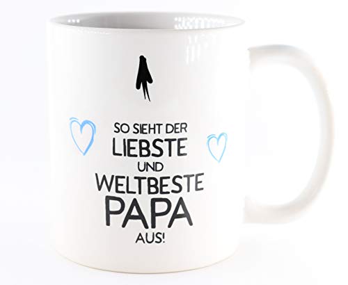 PICSonPAPER Tasse mit Spruch So Sieht der liebste und Weltbeste Papa aus!, Vatertagsgeschenk, Kaffeetasse, Keramiktasse, Tasse mit Spruch, Tasse Papa von Deqosy